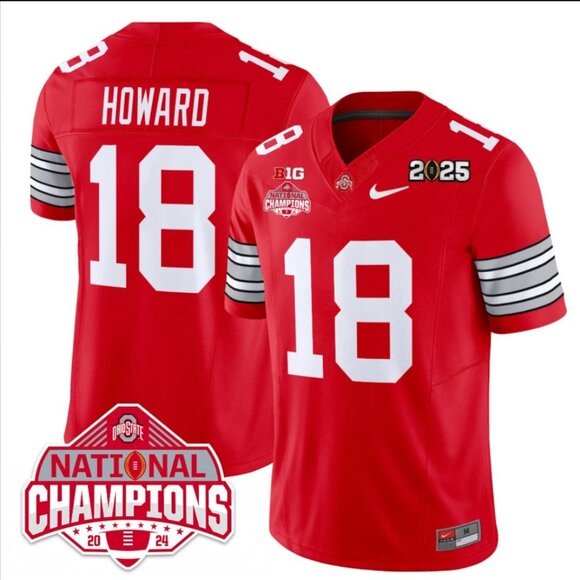 Mens Youths Kids Womens Will Howard 2025 CFP National CH Red Stitched Jersey